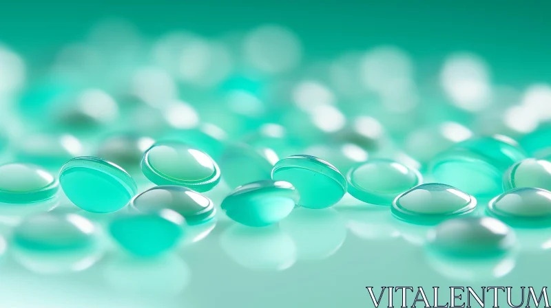 Shiny Green Pills Close-up AI Image