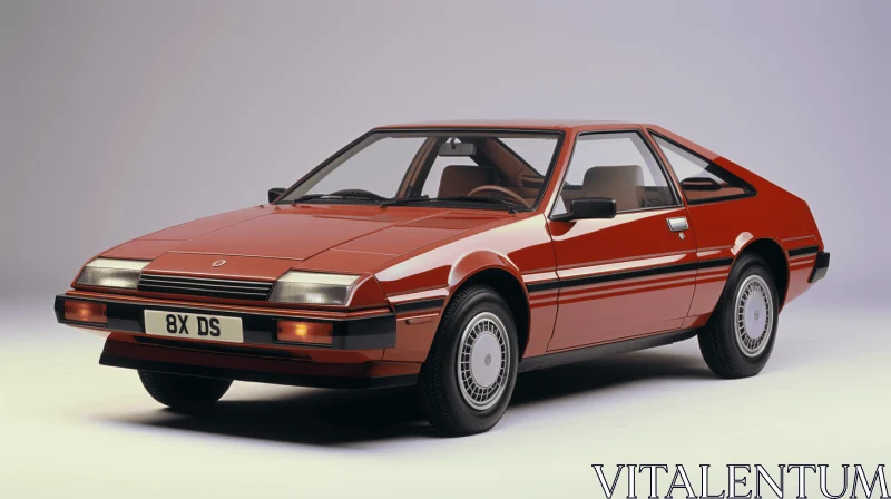 Sleek Orange Sports Car | 1980s Aesthetic | Reflective Surfaces AI Image