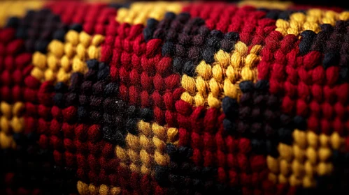 Colorful Hand-Woven Geometric Carpet Close-Up