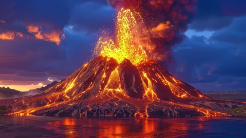 Tropical Island Volcanic Eruption: Raw Power of Nature Unleashed