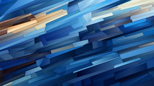 Blue Brown White Geometric Abstract Painting