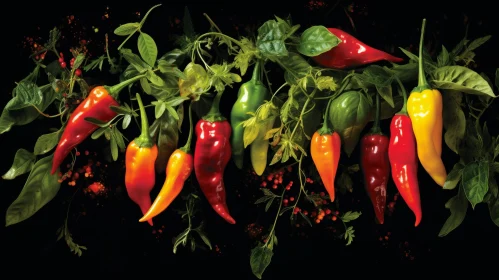 Colorful Chili Peppers Still Life