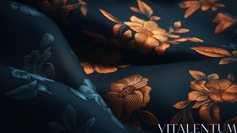 AI ART Dark Blue Fabric Floral Pattern - Texture Background Design