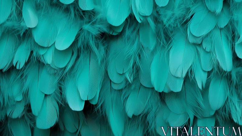 Teal Feathers Texture Background AI Image
