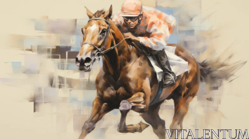 Thrilling Horse Racing Jockey on Thoroughbred Racehorse AI Image
