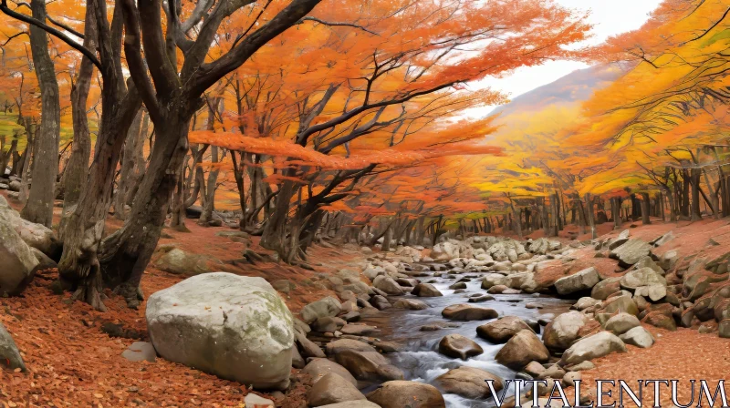 Tranquil Forest Scene in Autumn | Nature Landscape AI Image