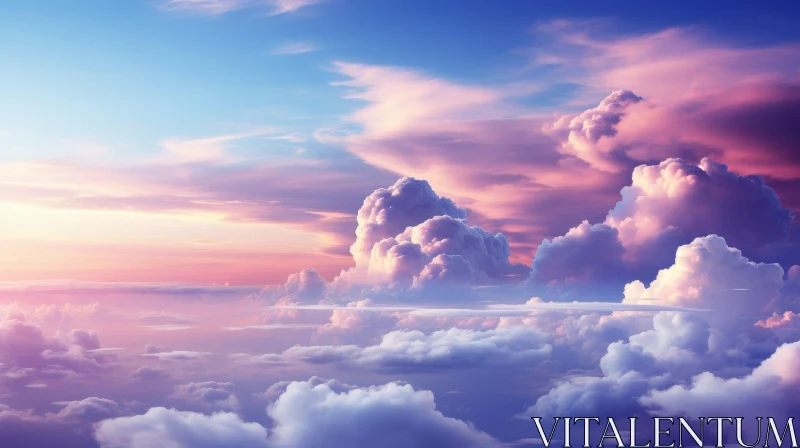 Tranquil Sunset with Colorful Clouds AI Image
