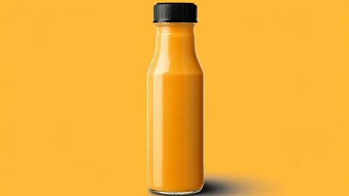 Clear Glass Bottle of Orange Juice - 3D Rendering
