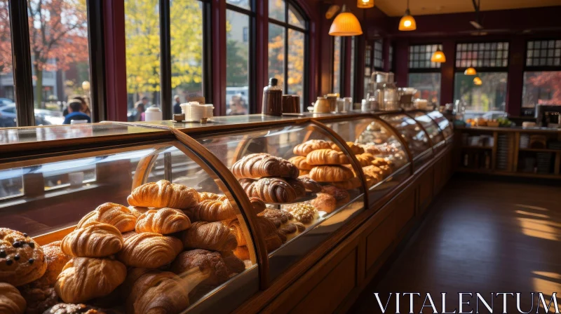 Cozy Bakery with Croissants and Coffee AI Image