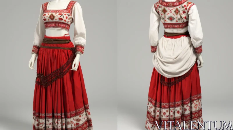 Vintage Woman's Folk Costume from 19th Century Eastern Europe AI Image