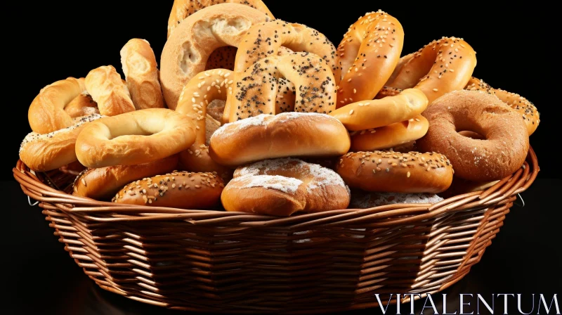 Warm and Abundant Still Life with Bread and Bagels AI Image