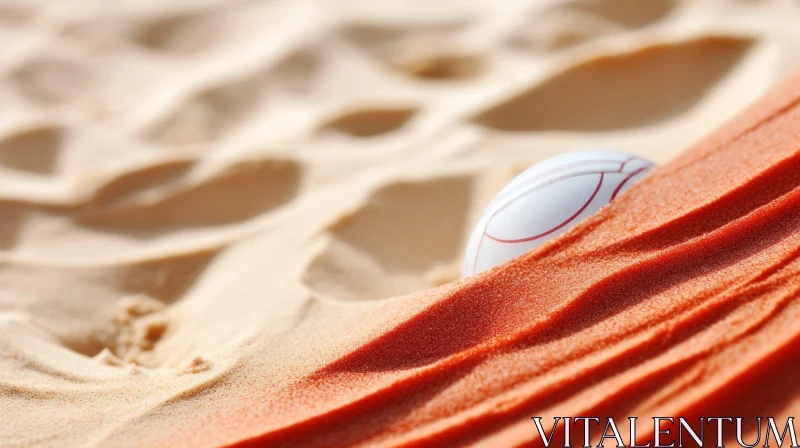 AI ART White and Red Volleyball in Orange Sand
