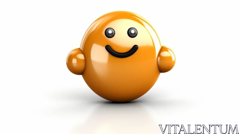 AI ART Cheerful Orange Cartoon Character - 3D Illustration