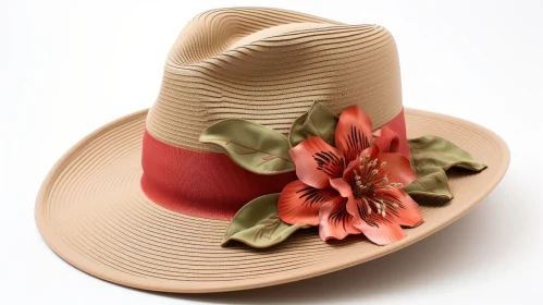 Chic Summer Hat with Fabric Flower