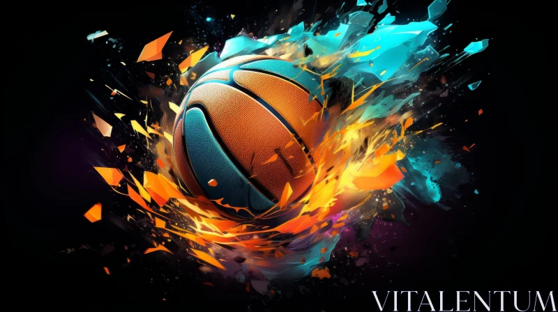 AI ART Colorful Basketball Artwork with Dynamic Movement