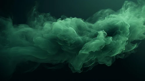 Dark Green Smoke on Black Background - Abstract Art