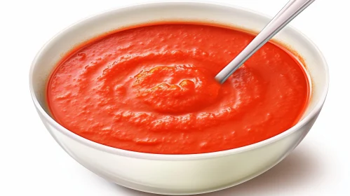 Delicious Tomato Soup Bowl on White Background