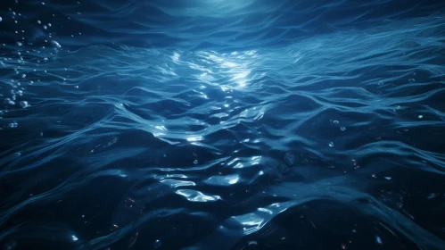 Tranquil Blue Ocean Scene with Light Beam