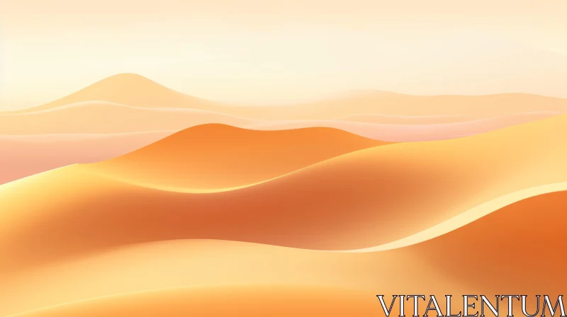 AI ART Tranquil Desert Landscape with Rolling Sand Dunes