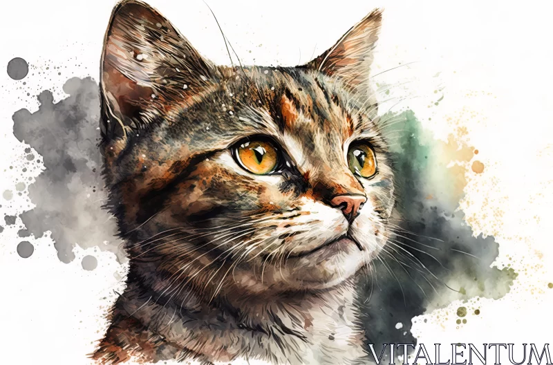Captivating Watercolor Cat Portrait | Digital Art Techniques AI Image