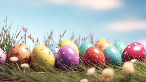Easter Eggs in Green Grass: Joyful Festive Scene