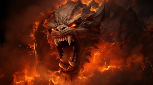 Fiery Fantasy Creature Digital Painting