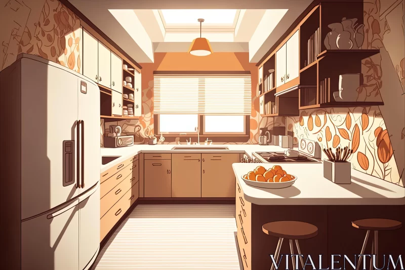 Vintage-Inspired Retro-Style Kitchen Illustration AI Image