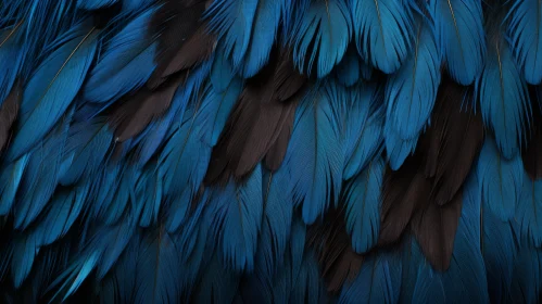 Blue and Black Macaw Feathers Close-Up