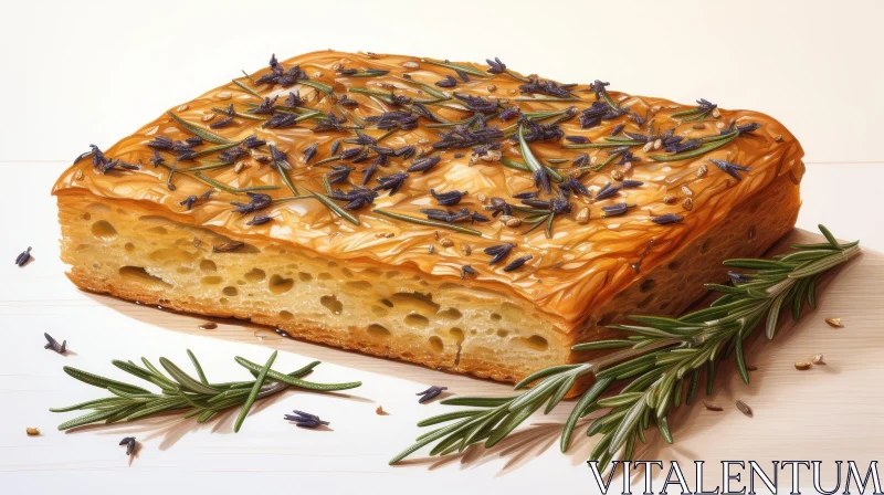 AI ART Delicious Focaccia with Lavender and Rosemary