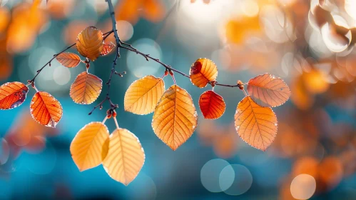 Enchanting Autumn Tree Branch with Orange Leaves