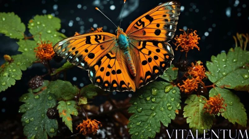 Exquisite Orange Butterfly Close-Up AI Image