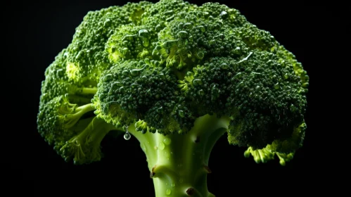 Fresh Green Broccoli with Water Droplets - Close-up Image