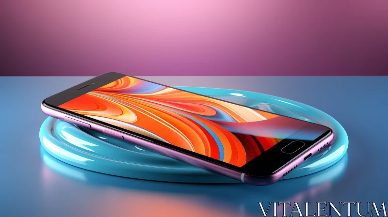 Modern Smartphone on Charging Stand - 3D Rendering AI Image