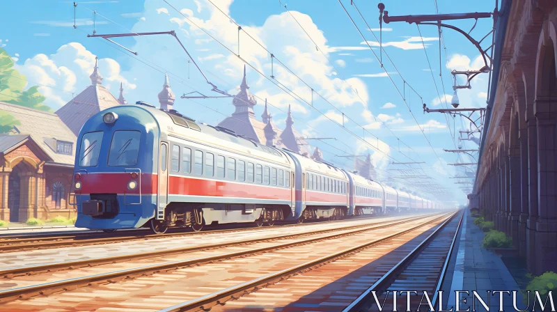 Passenger Train Arrival at Red Brick Station AI Image