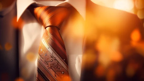 Stylish Orange Floral Tie Close-Up Photo