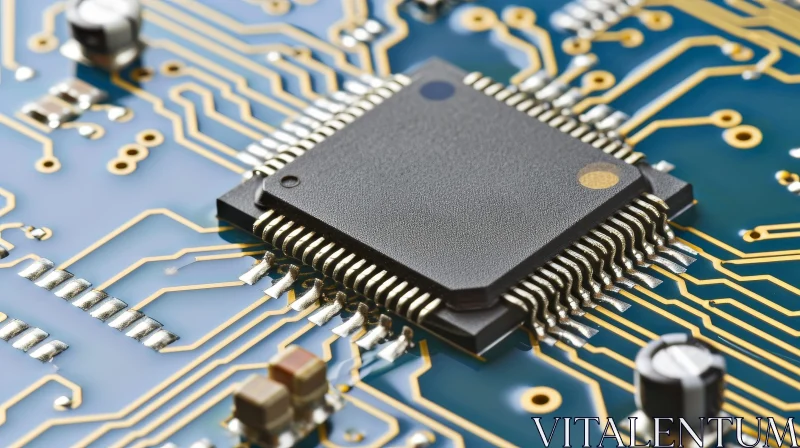 Detailed Computer Circuit Board Close-Up AI Image