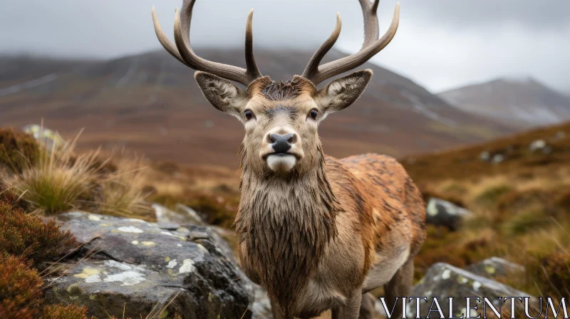 Majestic Red Deer Stag in Scottish Highlands AI Image
