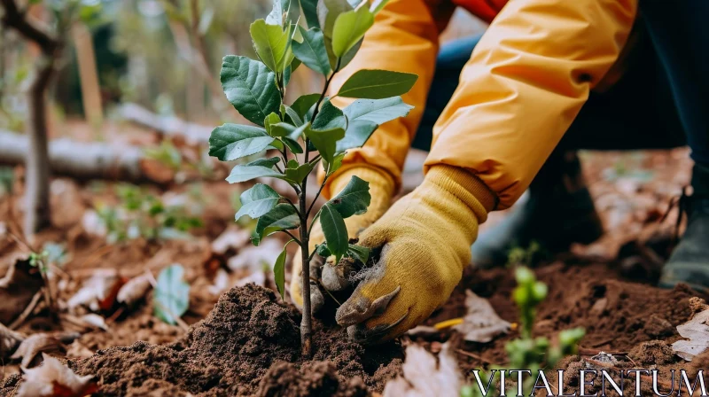 Planting a Tree: Symbol of Hope and New Beginnings AI Image
