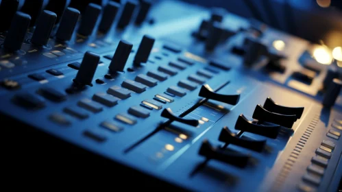 Professional Audio Mixing Console Close-Up