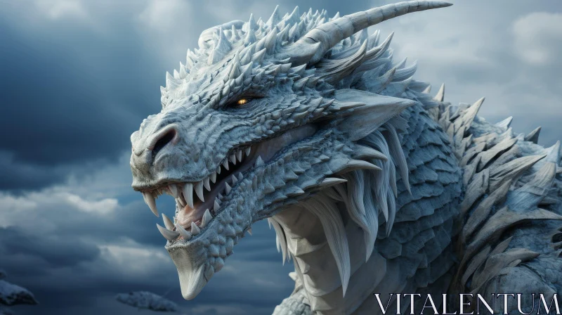 White Dragon Digital Painting AI Image