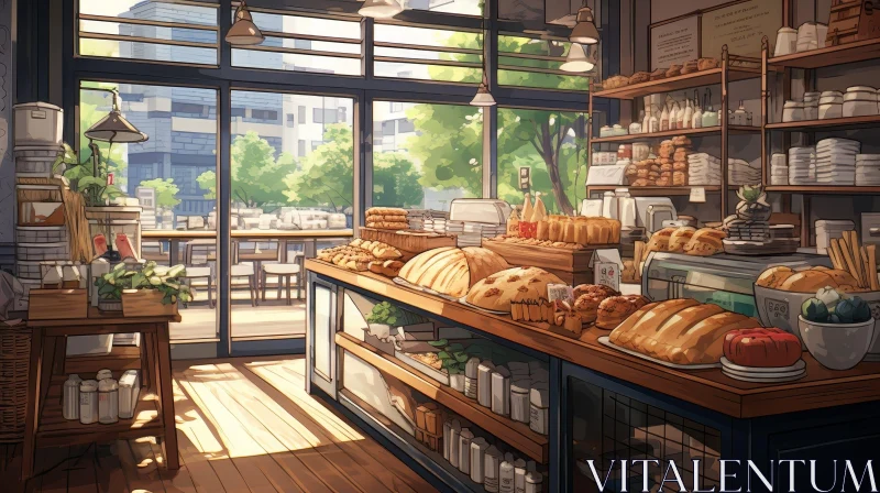 Charming Bakery Scene in the City AI Image
