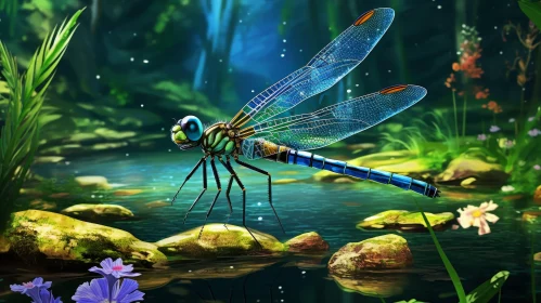 Dragonfly Painting in Nature - Beautiful and Realistic Artwork