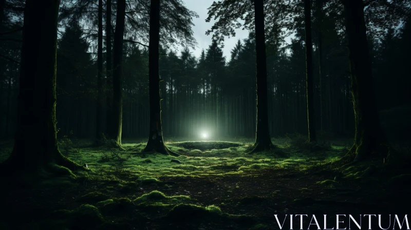 Enigmatic Forest with Luminous Glow AI Image