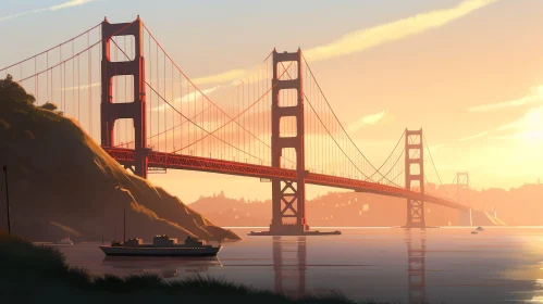 Golden Gate Bridge Sunset Painting