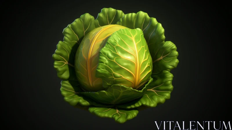 AI ART Green Cabbage Photography - Fresh Vegetable Image