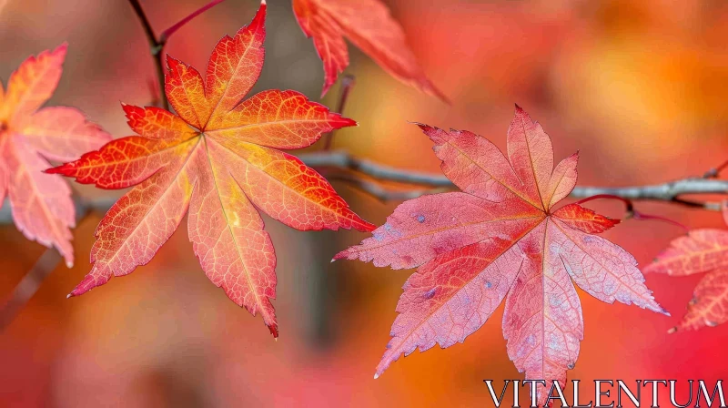 AI ART Japanese Maple Leaves Close-up in Fall
