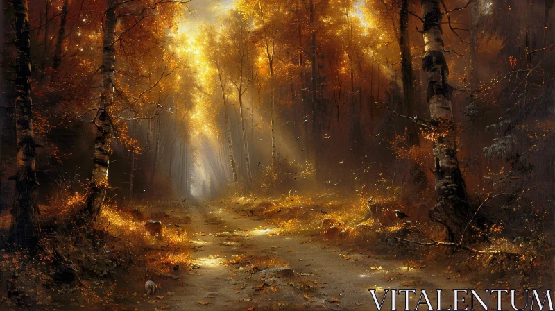 AI ART Serene Forest Painting in Fall Light