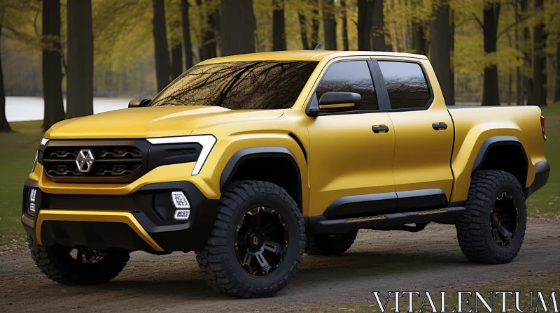 AI ART Yellow Chevrolet Truck in the Woods | Concept Art Style