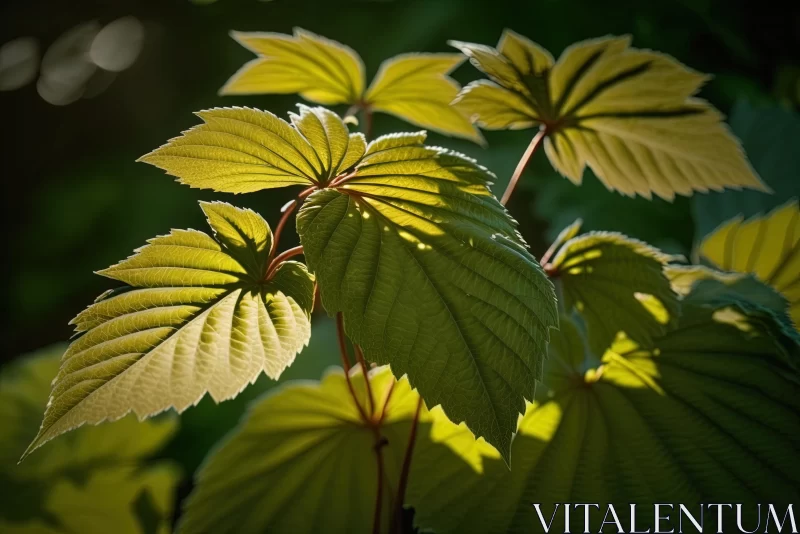 Captivating Nature Photography: Sunlit Leaves in Stunning Detail AI Image