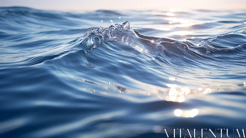 AI ART Deep Blue Ocean Surface - Calm Water Reflections